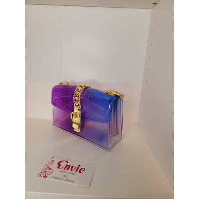 PVC Transparent Bag- Purple+Blue