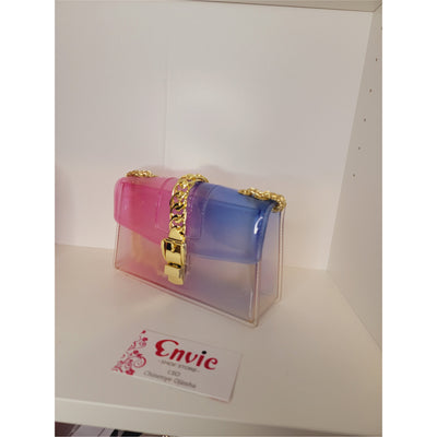 PVC Transparent Handbag- Pink+Blue