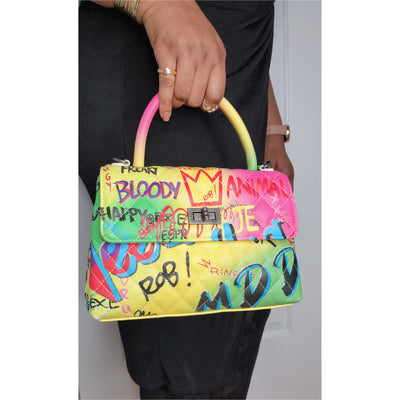 Graffiti Chain Shoulder Bag - Rainbow
