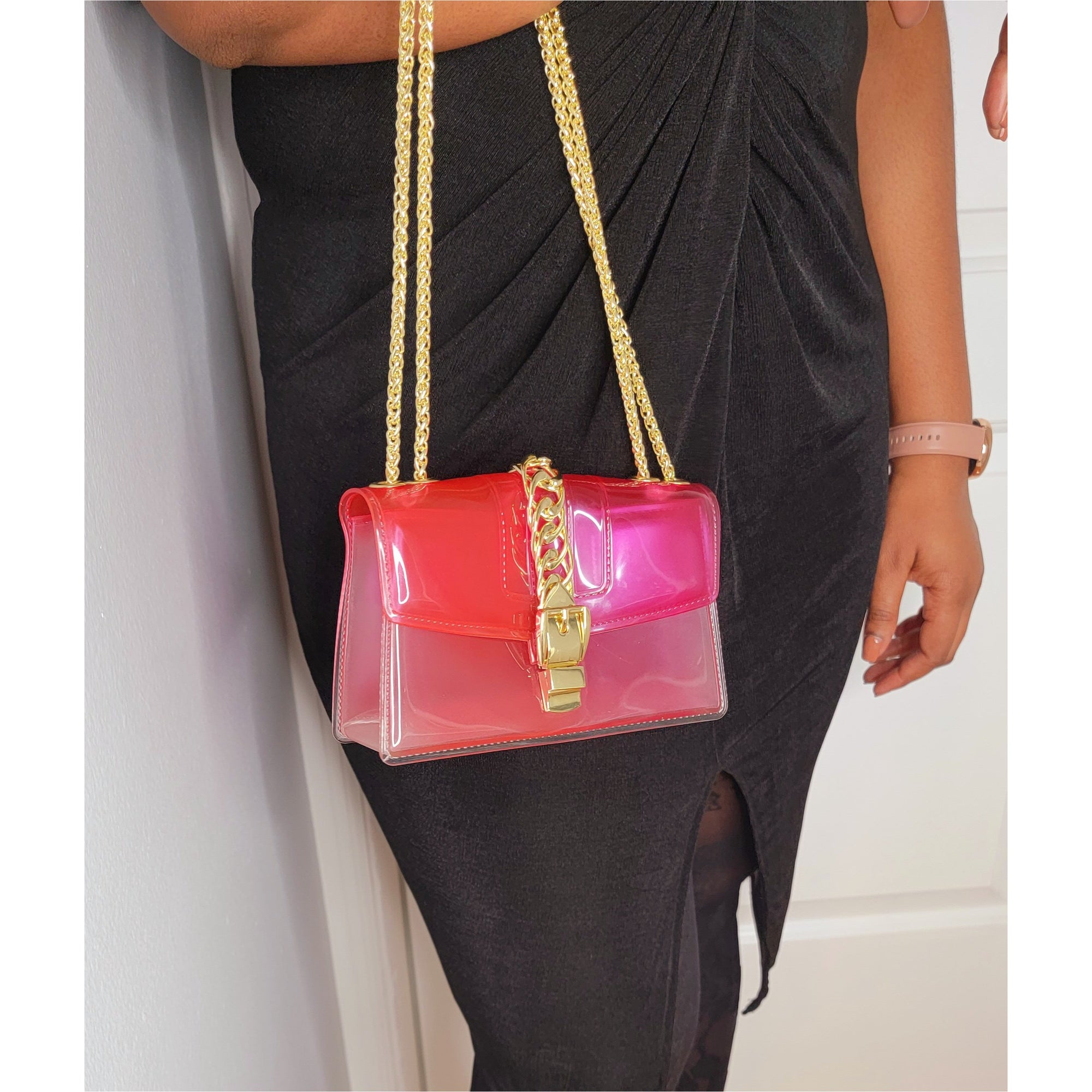 PVC Transparent Handbag- Pink